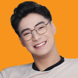 Men wearing eyewear with orange background